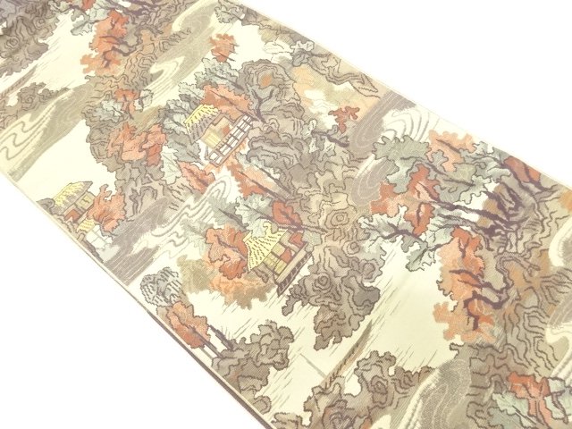 JAPANESE KIMONO / CHIKUZEN HAKATA: WEAVING A MANSION LANDSCAPE PATTERN